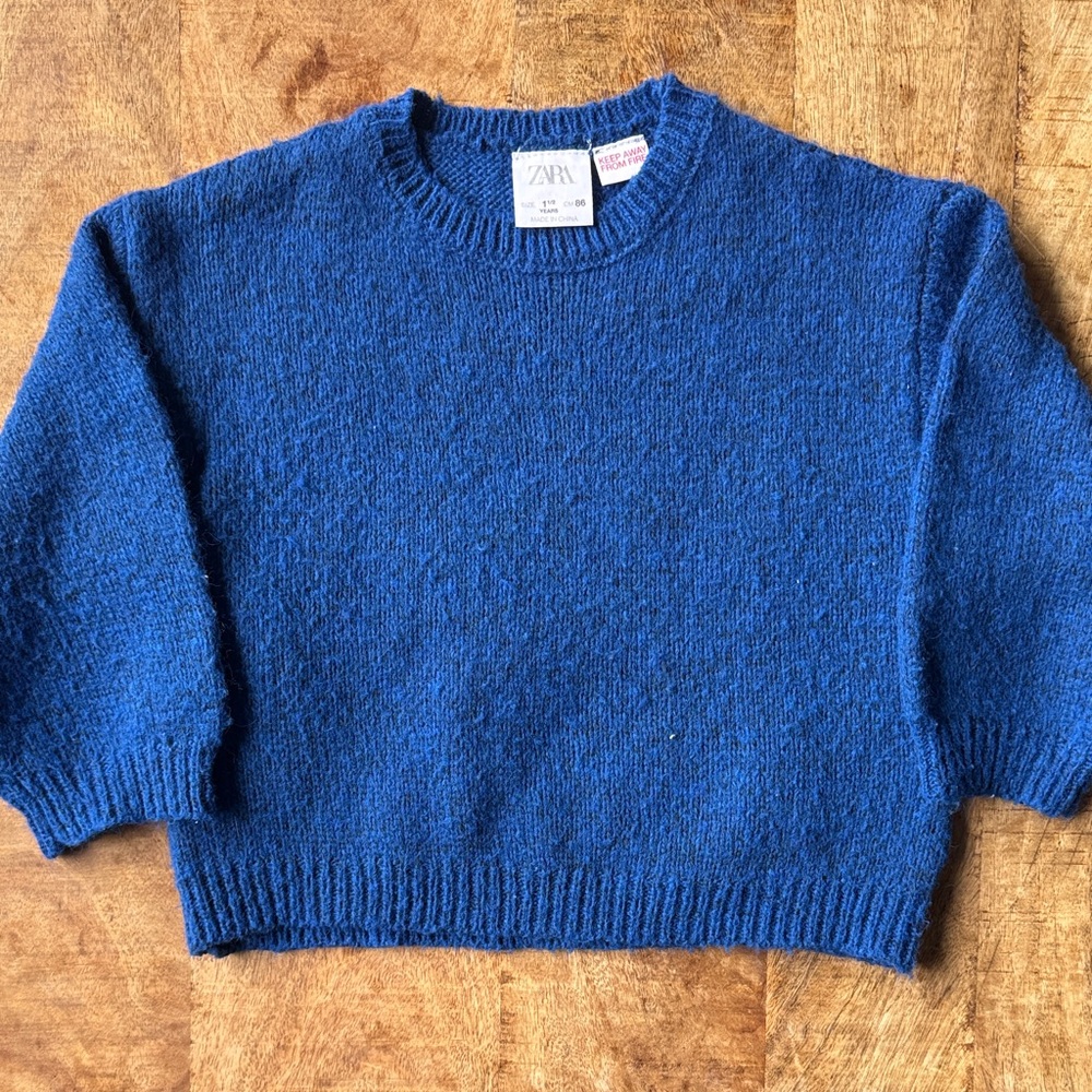 Electric Blue Wool Crewneck Sweater || Zara